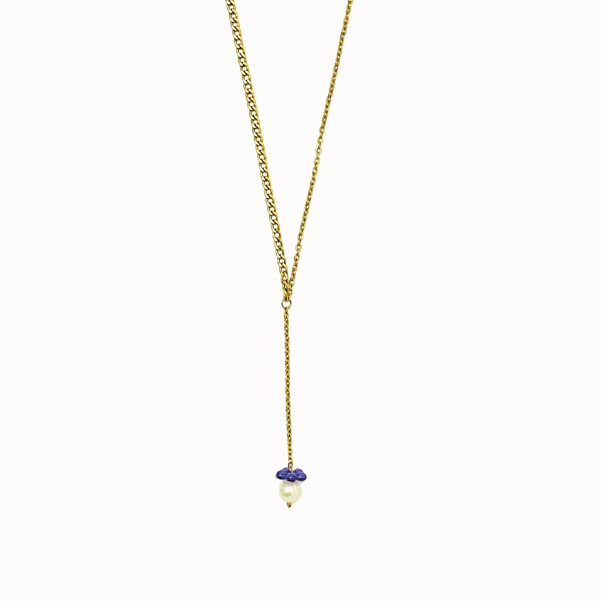 Viola Pearl Lariat Necklace