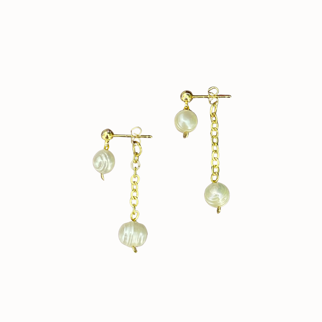 Double Pearl Drop Earrings