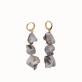 Triple Grey Marble Stone Drop Earrings