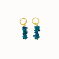 Deep Teal Stone Chip Drop Earrings