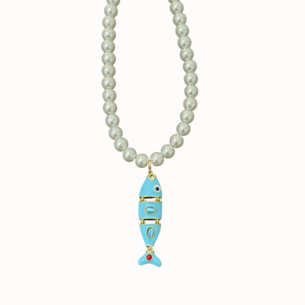 Baby Blue Fish Pearl Necklace