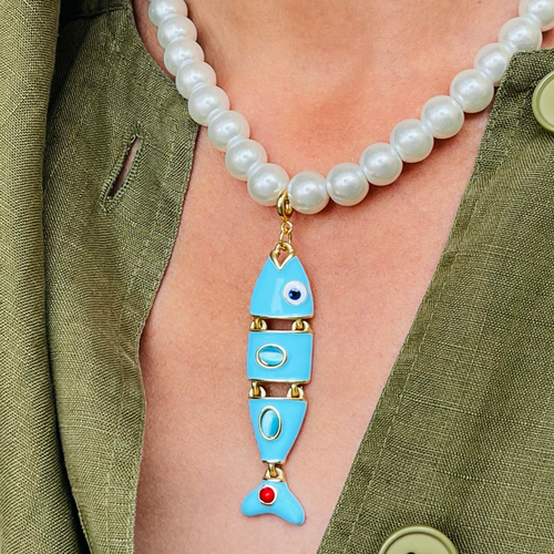 Baby Blue Fish Pearl Necklace