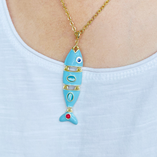 Baby Blue Fish Necklace