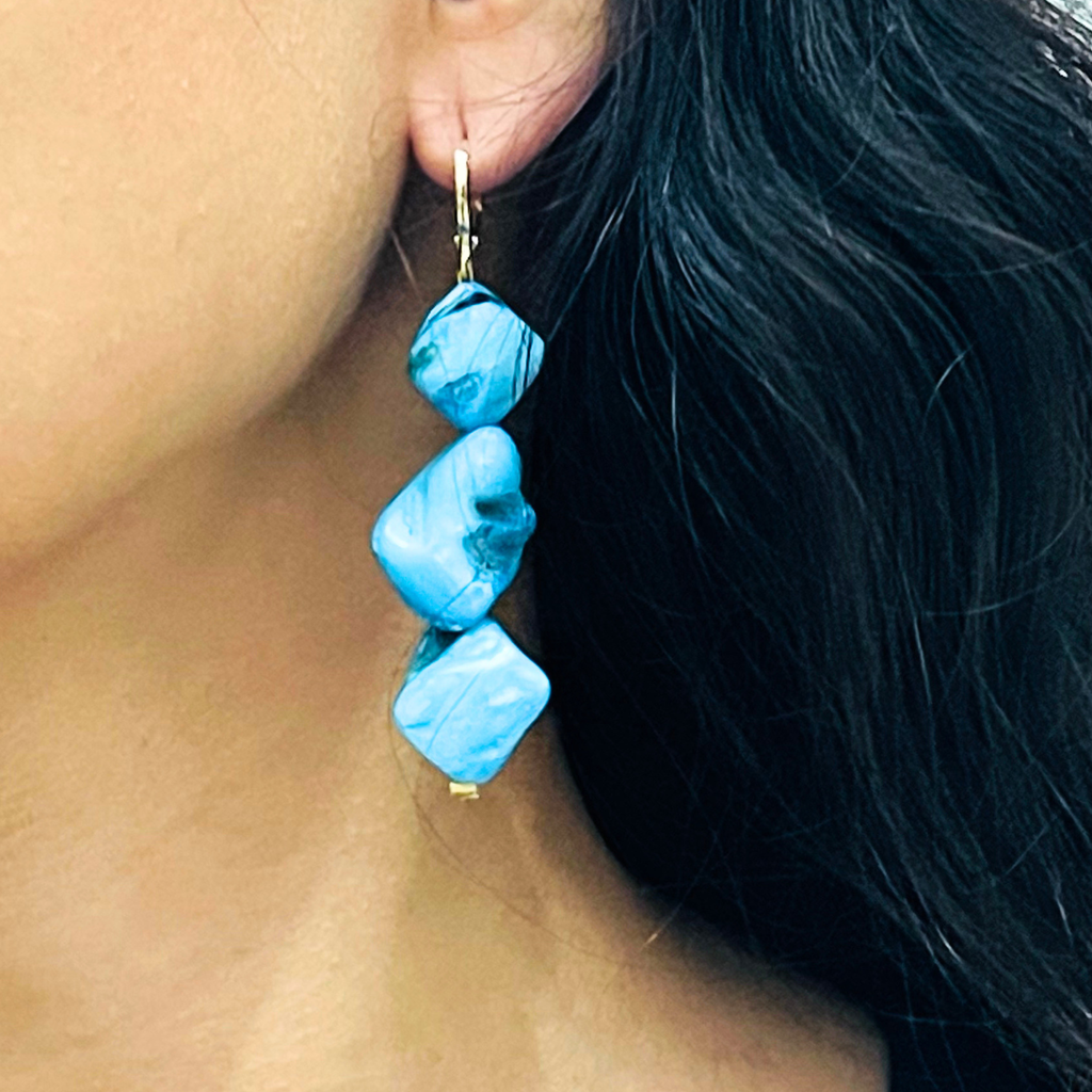 Blue Lagoon Triple Drop Earrings