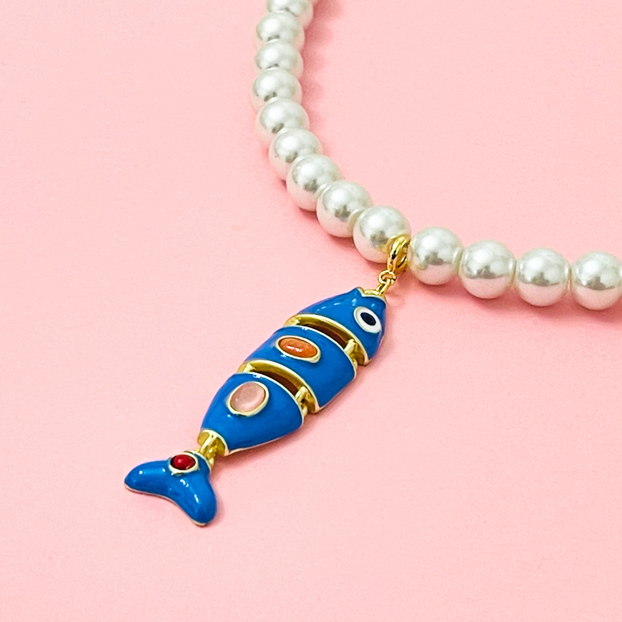 Blue Fish Pearl Necklace