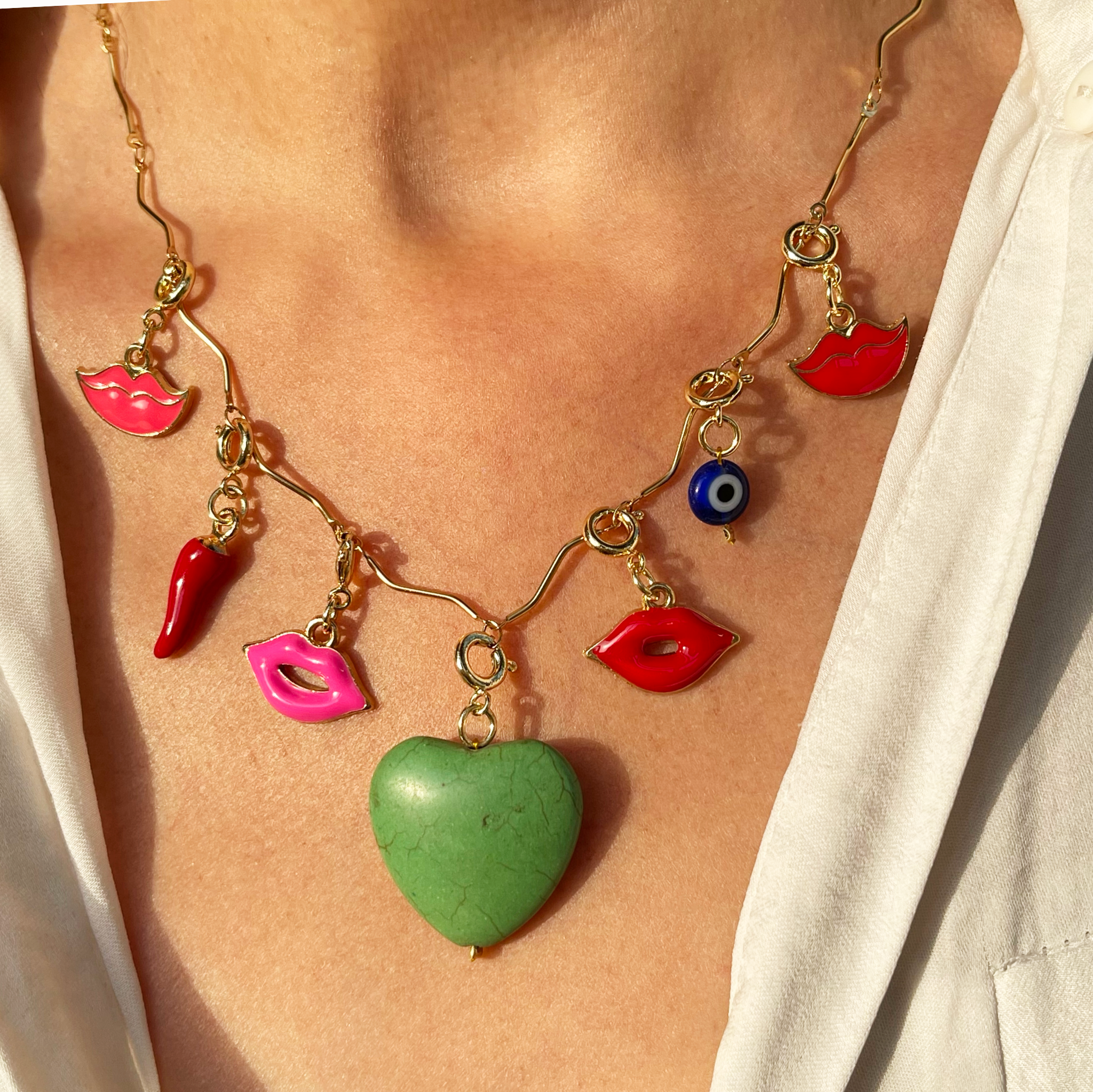 Bold Charms Statement Necklace