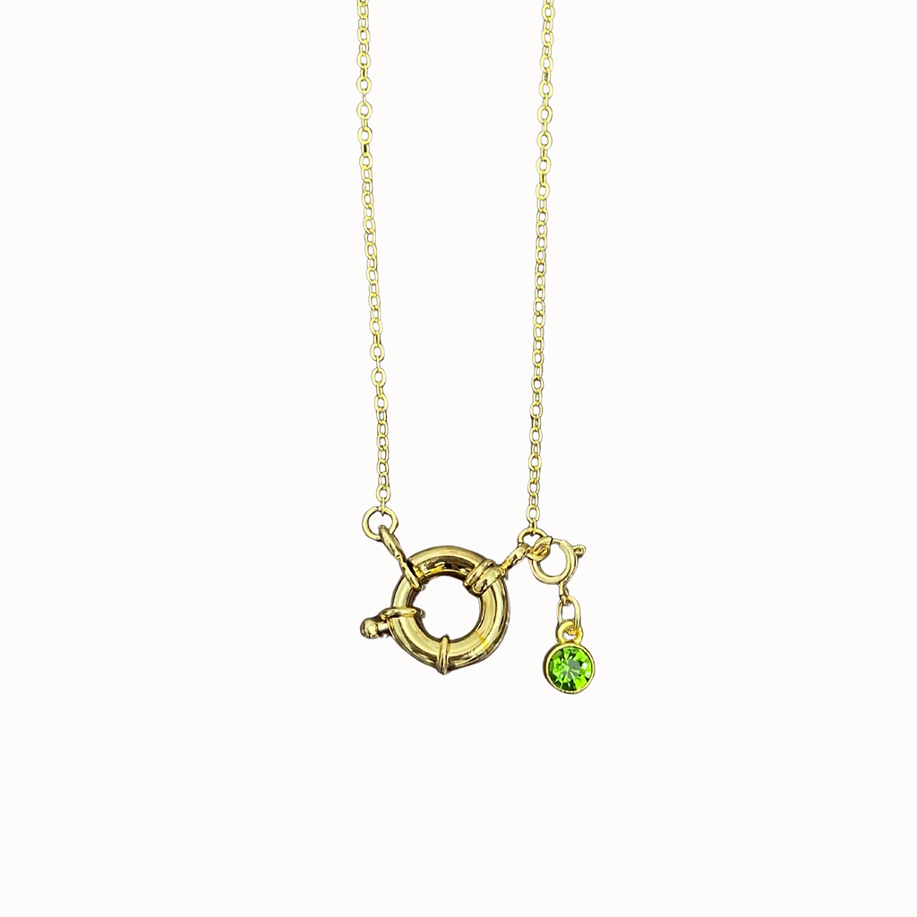 Sailor Necklace with Green Crystal Charm