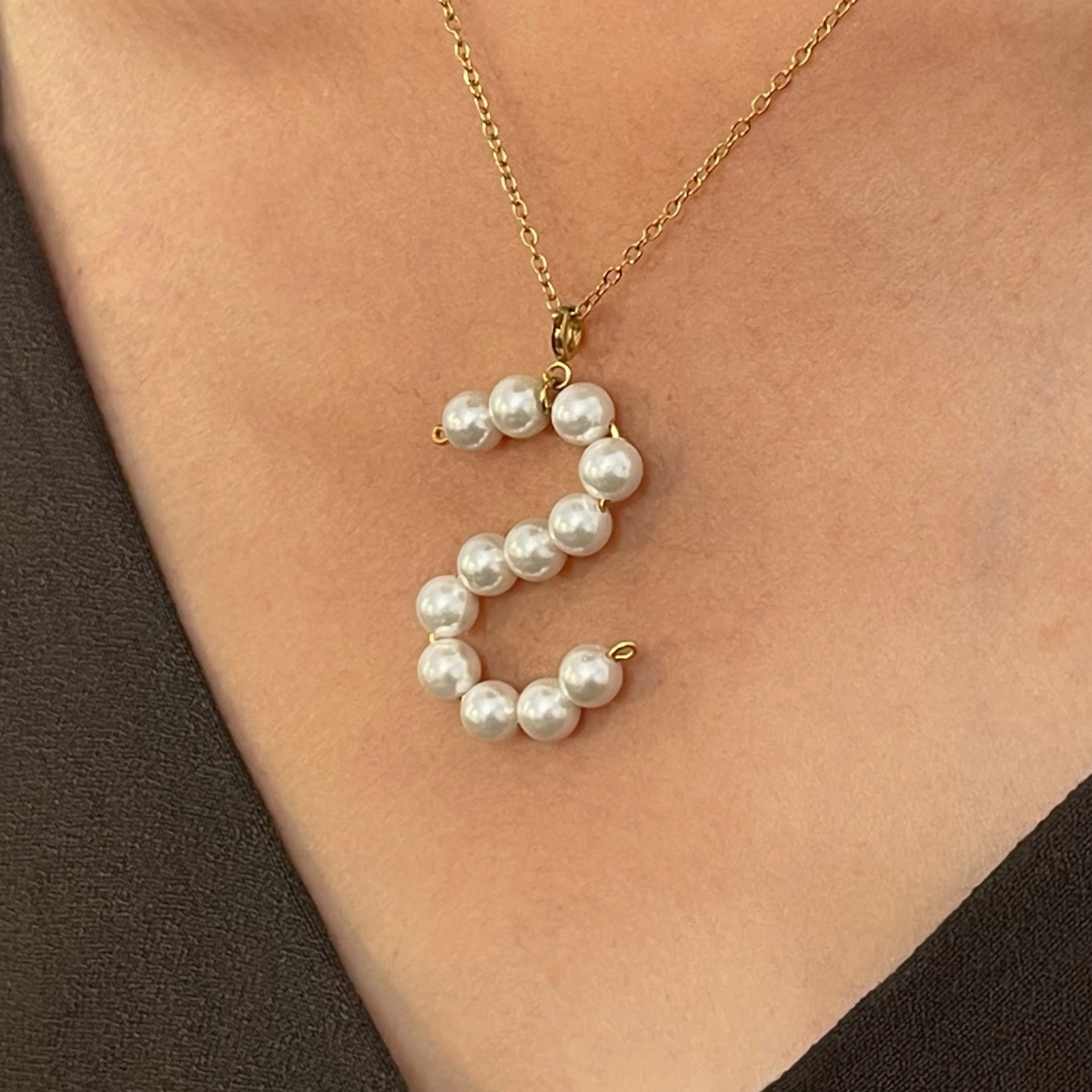 Pearl Letter Charm (S)