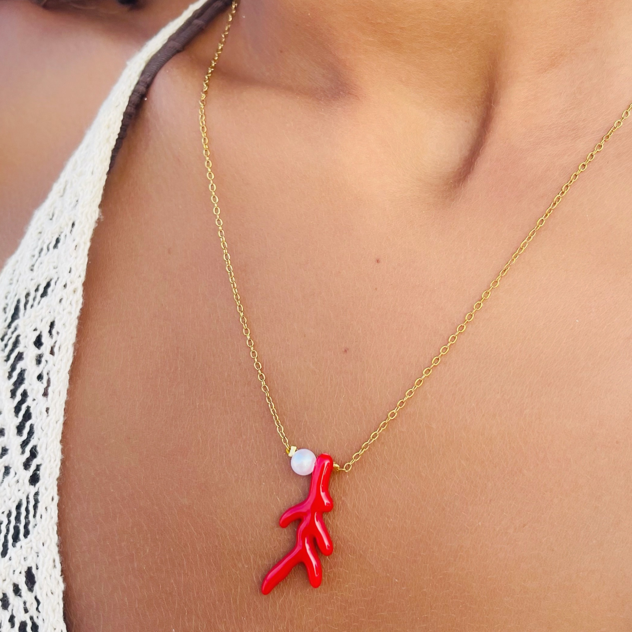 Coral Pearl Necklace