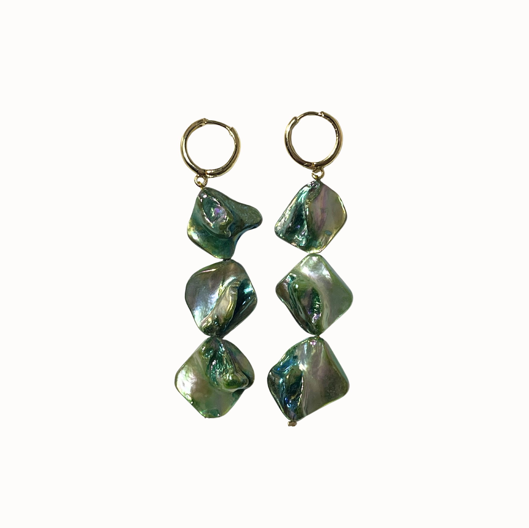 Triple Peacock Drop Earrings