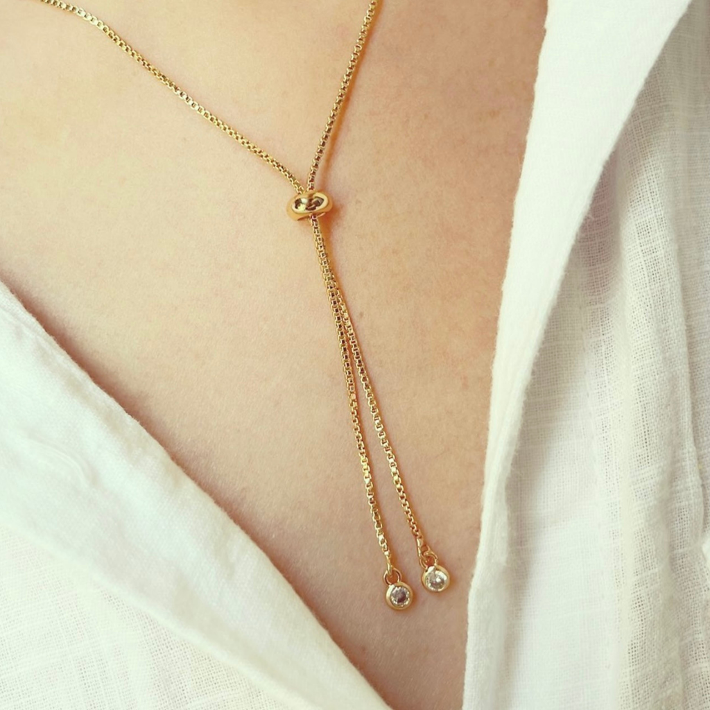Y-Chain Lariat with Crystal Drops